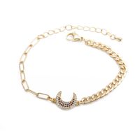 Punk Hip-hop Color Zirconium Moon Bracelet sku image 1