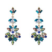 Fashion Multilayer Alloy Rhinestone Glass Diamond Flower Color Earrings Retro Earrings sku image 3