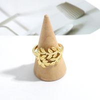 Fashion Simple Copper Leaf Opening Ring main image 1
