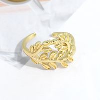 Fashion Simple Copper Leaf Opening Ring main image 3
