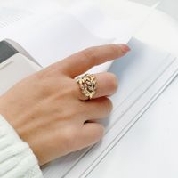 Fashion Simple Copper Leaf Opening Ring main image 4