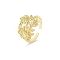 Fashion Simple Copper Leaf Opening Ring main image 6