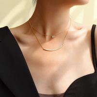 Simple Zircon Double Layered Necklace main image 5