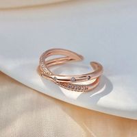 Korea Einfacher Diamantkreuz Offener Ring main image 2