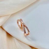 Korea Einfacher Diamantkreuz Offener Ring main image 4