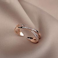 Korea Einfacher Diamantkreuz Offener Ring main image 5
