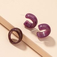 Simple Fashion Circle Acrylic Earrings Ring Set main image 3