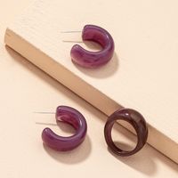 Simple Fashion Circle Acrylic Earrings Ring Set main image 4