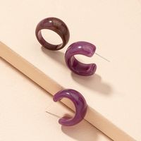 Simple Fashion Circle Acrylic Earrings Ring Set main image 5