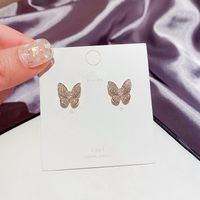 Korean Simple Zircon Micro-inlaid Butterfly Earrings main image 1
