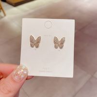 Korean Simple Zircon Micro-inlaid Butterfly Earrings main image 3