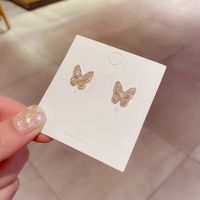 Korean Simple Zircon Micro-inlaid Butterfly Earrings main image 4