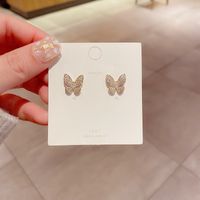 Korean Simple Zircon Micro-inlaid Butterfly Earrings main image 5