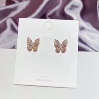 Korean Simple Zircon Micro-inlaid Butterfly Earrings main image 6