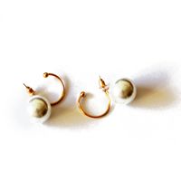 White Big Pearl C-shaped Simple Earrings main image 6