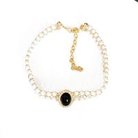 Vintage Pearl White Black Gem Necklace main image 6