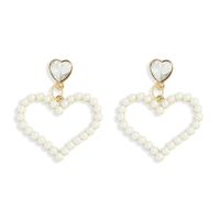 Korean Simple Pearls Love Style Earrings sku image 1
