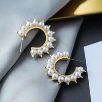 Retro Geometric Fashion Pearl Earrings sku image 21