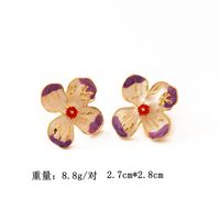 Nouvelles Boucles D&#39;oreilles Glaçure Violet Fleur À Quatre Pétales sku image 1