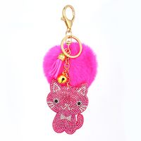 Korean Velvet Cat Fur Ball Keychain main image 6
