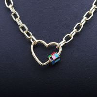 Punk Micro-inlaid Zircon Peach Heart Necklace main image 4