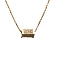 Micro-inlaid Zircon Cuboid Pendant Necklace main image 6