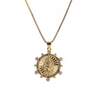 Inlaid Zircon Virgin Mary Pendant Necklace main image 1