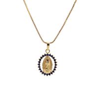 Inlaid Zircon Virgin Mary Pendant Necklace main image 6