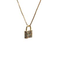 Micro-inlaid Zircon Lock Pendant Necklace main image 4