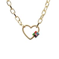 Punk Micro-inlaid Zircon Peach Heart Necklace sku image 2