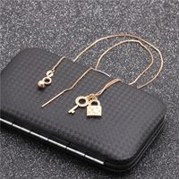 Micro-inlaid Zircon Key Lock Pendant Necklace sku image 3