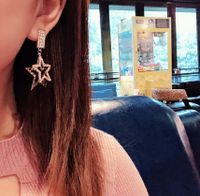 Exaggerated Five-pointed Star Diamond Earrings sku image 1