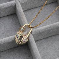 New Micro-inlay Zircon Heart Lock Necklace Nihaojewelry Wholesale sku image 2