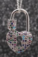 New Micro-inlay Zircon Heart Lock Necklace Nihaojewelry Wholesale sku image 3