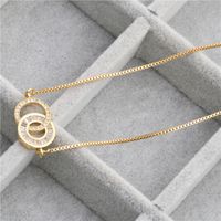 Fashion Jewelry Micro-set Zircon Double Ring Hanging Necklace Copper Wholesale Nihaojewelry sku image 3