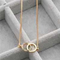 Fashion Jewelry Micro-set Zircon Double Ring Hanging Necklace Copper Wholesale Nihaojewelry sku image 1