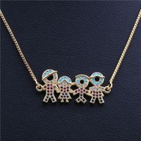 Fashion Micro-set Zircon Hanging Boy And Girl Necklace Copper Wholesale Nihaojewelry sku image 4