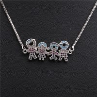 Fashion Micro-set Zircon Hanging Boy And Girl Necklace Copper Wholesale Nihaojewelry sku image 5