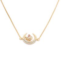 Jewelry Micro-set Zircon Moon Bee Ring Hanging Necklace Copper Wholesale Nihaojewelry sku image 2