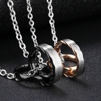 Fashion Double Interlocking Titanium Steel Couple Necklace main image 5