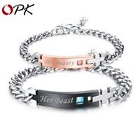 Fashion Titanium Steel Couple Diamond Bracelet main image 2