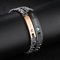 Fashion Titanium Steel Couple Diamond Bracelet main image 4