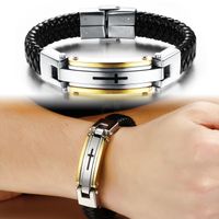 Retro Fashion Men's Classic Creative Cross Leather Bracelet main image 6