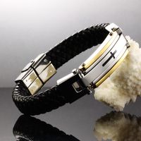 Retro-mode Herren Klassisches Kreatives Kreuz Lederarmband main image 4