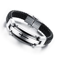 Bracelet En Cuir Croisé Créatif Classique Pour Hommes De Mode Rétro main image 3