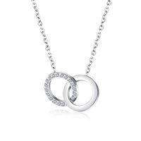 Korea Double Ring Diamond Pendant Necklace main image 3