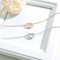 Korea Double Ring Diamond Pendant Necklace main image 4