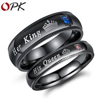 Simple Queen Crown Couple Titanium Steel Ring sku image 1