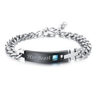 Fashion Titanium Steel Couple Diamond Bracelet sku image 1