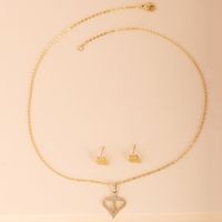 Fashion Cross Heart Shaped Necklace Earrings Set main image 5